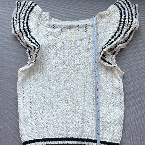Anthropologie Maeve Cream Knit Sleeveless Top with Black Stripes Size S - Picture 5 of 5